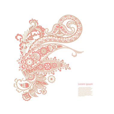 Paisley izole desen. Damask biçimi Vintage illüstrasyonu