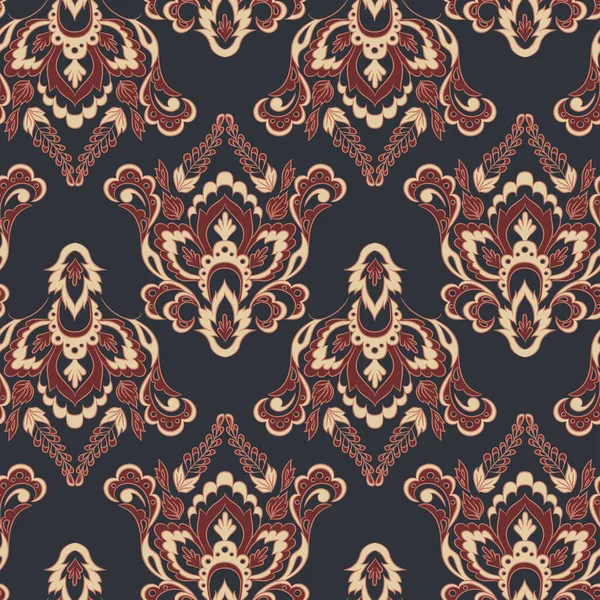 Floral Seamless Damast Hintergrund Vektorillustration — Stockvektor