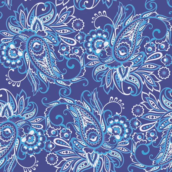 Patrón Sin Costura Étnica Paisley Con Elementos Florales — Vector de stock