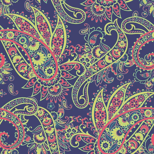 Adorno Paisley Damask Patrón Vectores Sin Costura — Vector de stock