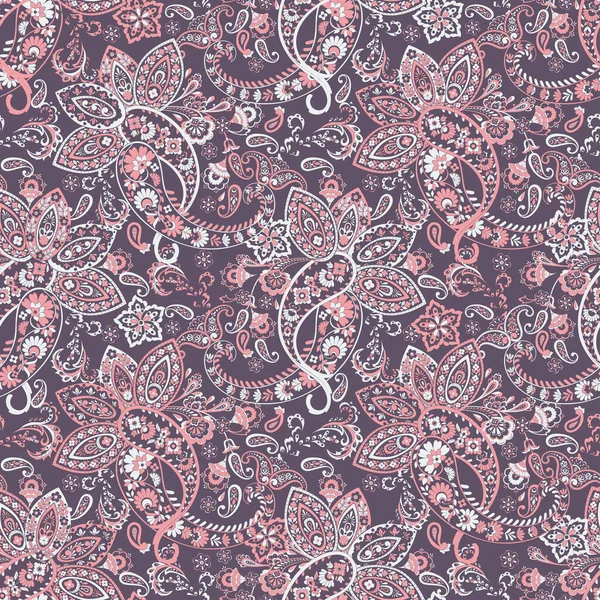 Paisley Ornamental Sömlöst Mönster Kalamkari Vektor Tyg Bakgrund — Stock vektor