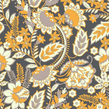 Çiçek vektör illüstrasyonunda damask stili. Kusursuz klasik arka plan.