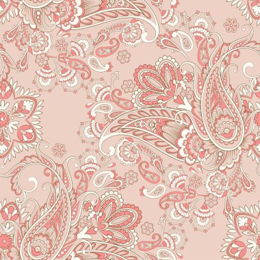 Paisley vektör kusursuz desen. Muhteşem çiçek, yapraklar. Batik tarzı resim. Eski arkaplan