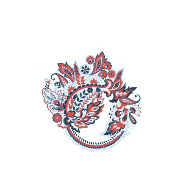 Paisley izole desen. Batik tarzı vintage illüstrasyon