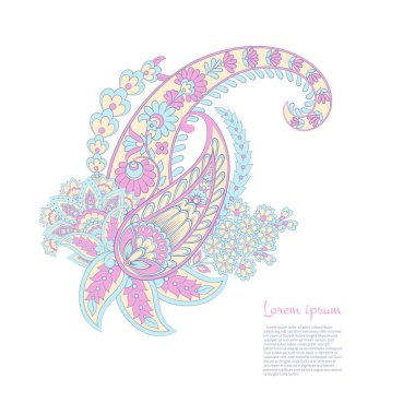 Paisley Çiçek Oryantal İzole Desen