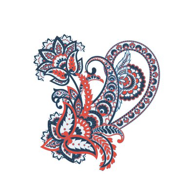 Paisley izole desen. Damask biçimi Vintage illüstrasyonu