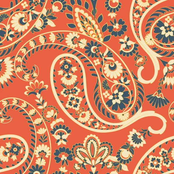 Patrón Paisley Sin Costuras Estilo Indio Ilustración Vectorial Floral — Vector de stock