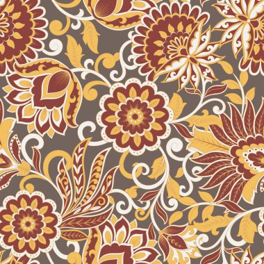 Çiçeksiz desenli Hint süsü. Asya tekstil biçiminde vektör illüstrasyonu 