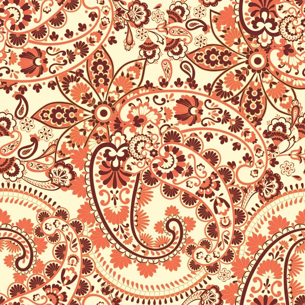 Indian Rug Paisley Ornament Pattern Vector Seamless Illustration — Stock Vector