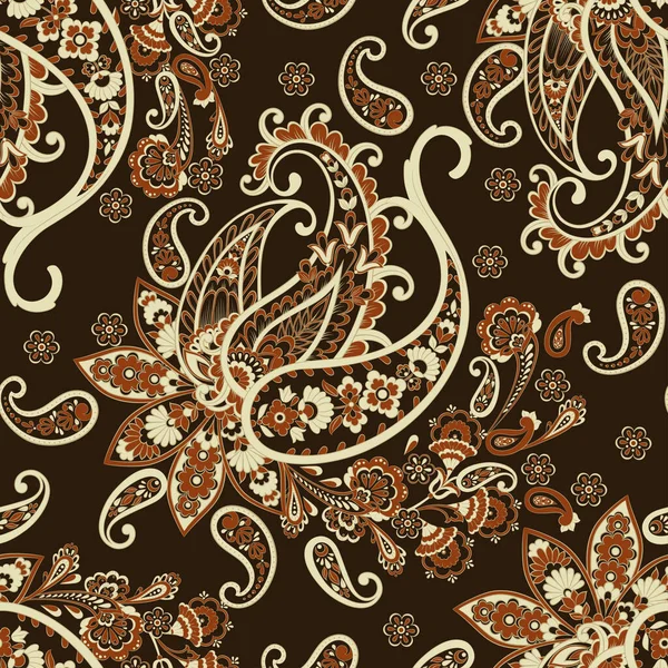 Patrón Sin Costura Vector Paisley Fantástica Flor Hojas Textil Estampado — Vector de stock