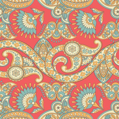 Çiçekli kumaş arkaplanı süsleyin. Vektör vintage deseni