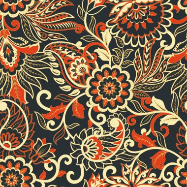 Kusursuz Asya Tekstil Arkaplanı. Paisley Deseni