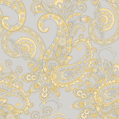 Çiçeksel elementlerle desenli, pürüzsüz etnik desen..