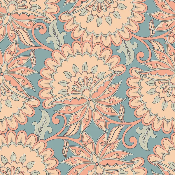 Etnische Bloemen Naadloze Vector Patroon Bloemige Vintage Achtergrond — Stockvector