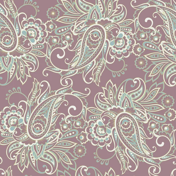 Modèle Sans Couture Ethnique Paisley Avec Des Éléments Floraux — Image vectorielle