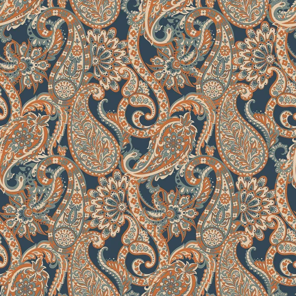 Modèle Sans Couture Vecteur Paisley Fantastique Fleur Feuilles Impression Textile — Image vectorielle