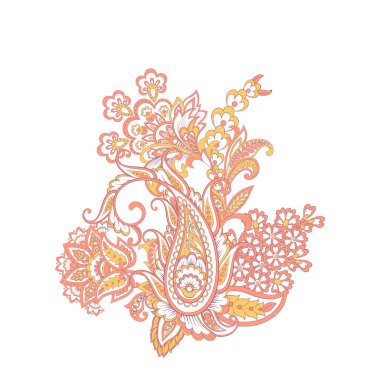 Paisley Çiçek Doğulu Etnik Düzen. Vektör Arapça Süslemesi