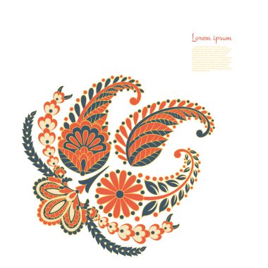 Paisley vektör deseni. Muhteşem akış, yapraklar