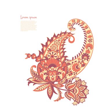 Paisley renkli vektör süsü. 