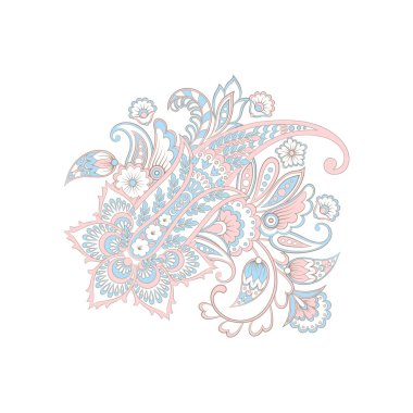 Paisley izole desen. Batik tarzı vintage illüstrasyon