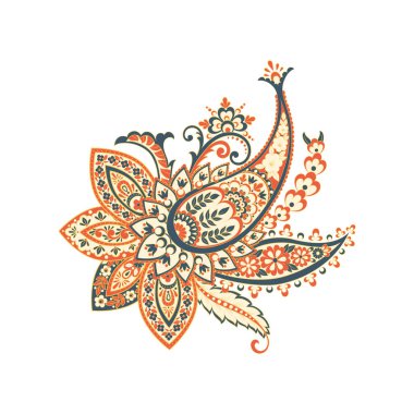 Paisley renkli vektör süsü. 