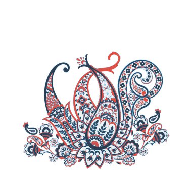 Paisley Vektör Deseni. İzole edilmiş Asya İllüstrasyonu
