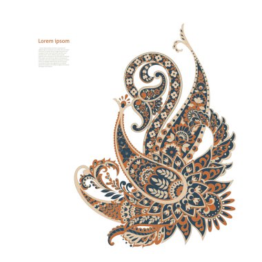 Paisley vektör deseni. Muhteşem çiçek, yapraklar