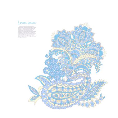 Paisley izole desen. Batik tarzı vintage illüstrasyon