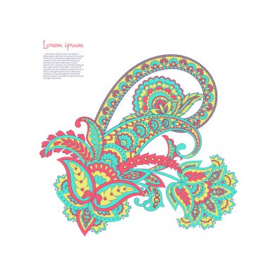 Paisley izole desen. Damask biçimi Vintage illüstrasyonu