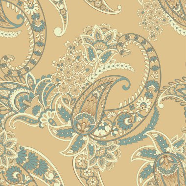 Paisley dikişsiz çiçek deseni. Damask vintage arkaplanı