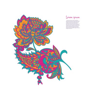 Paisley Vektör Deseni. İzole edilmiş Asya İllüstrasyonu