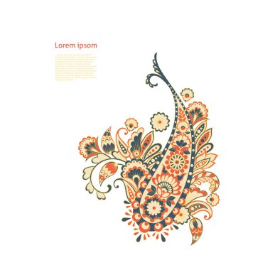 Paisley Vektör Deseni. İzole edilmiş Asya İllüstrasyonu