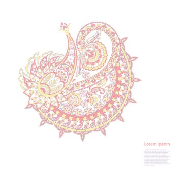 Paisley renkli vektör süsü. 