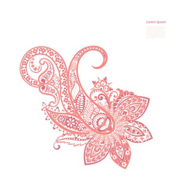 Paisley izole desen. Damask biçimi Vintage illüstrasyonu