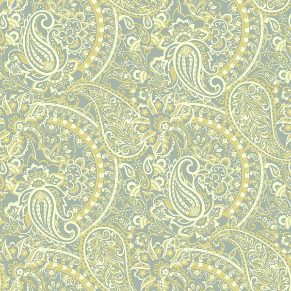 Patrón Sin Costura Vector Paisley Fantástica Flor Hojas Textil Estampado — Vector de stock