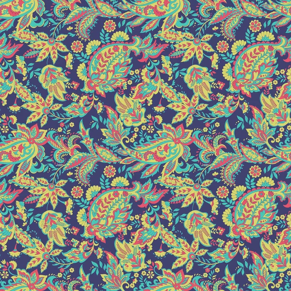 Paisley Vektor Nahtloses Muster Fantastische Blume Blätter Textil Boheme Print — Stockvektor