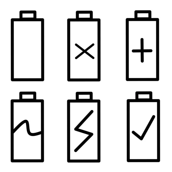 Çeşitli şekillerde pil simgesi resimlerinin vektör illüstrasyonu