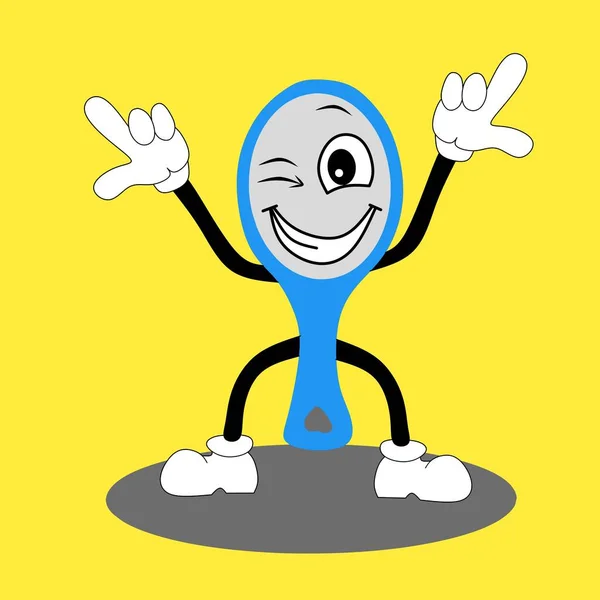 Sarı zemin üzerinde sevimli karakterler olan bir ayna resmi çizimi