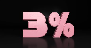 3% plastic pink sign. 3d render illustration.