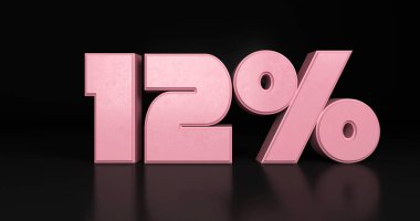 12% plastic pink sign. 3d render illustration.