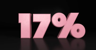 17% plastic pink sign. 3d render illustration.