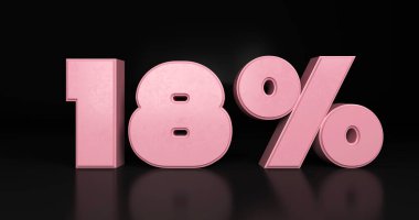 18% plastic pink sign. 3d render illustration.