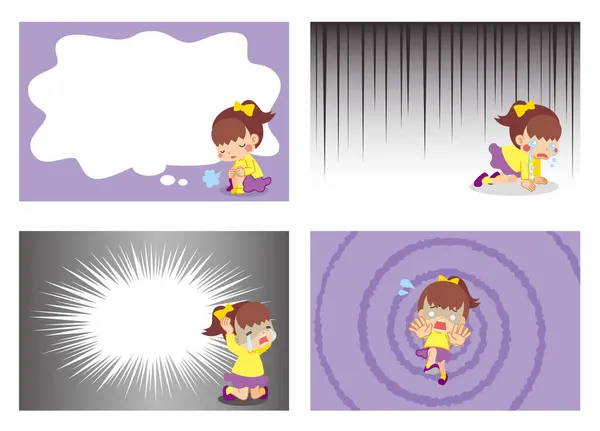 Εικονογράφηση Ενός Λυπημένου Μικρού Κοριτσιού Φόντο Είναι Ένα Αποτέλεσμα Που — Διανυσματικό Αρχείο