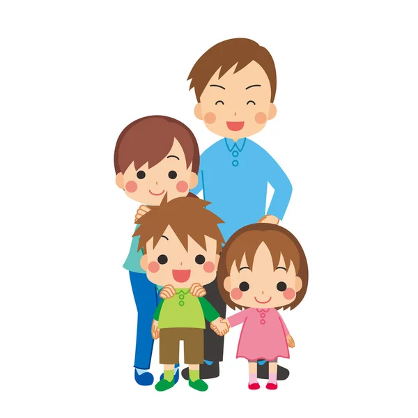 Ilustración Una Linda Familia Sonríe — Vector de stock