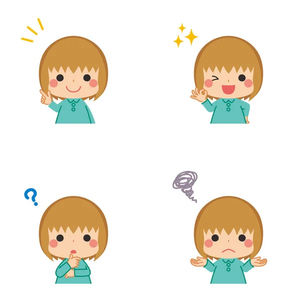 Illustration Little Girl Sending Message Gesture Stock Vector