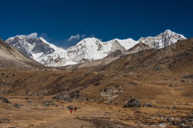 Himalaya Dağları manzara ve çayır, Amphulapcha ana kampı, Nepal, Asya Everest bölgesi