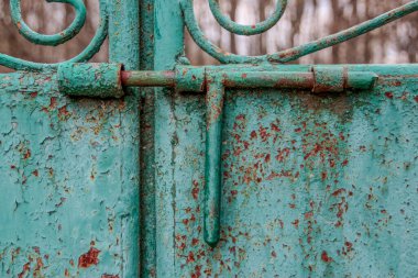 Çiftlikteki metal yeşil kapı