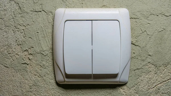 White Plastic Light Switch Wall — Stock Photo, Image