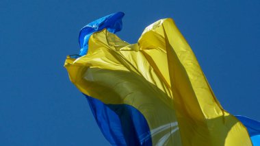 Ukrayna 'nın sarı ve mavi bayrağı rüzgarda dalgalanıyor.