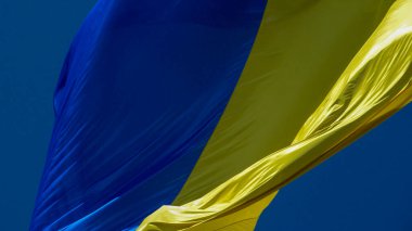 Ukrayna 'nın sarı ve mavi bayrağı rüzgarda dalgalanıyor.